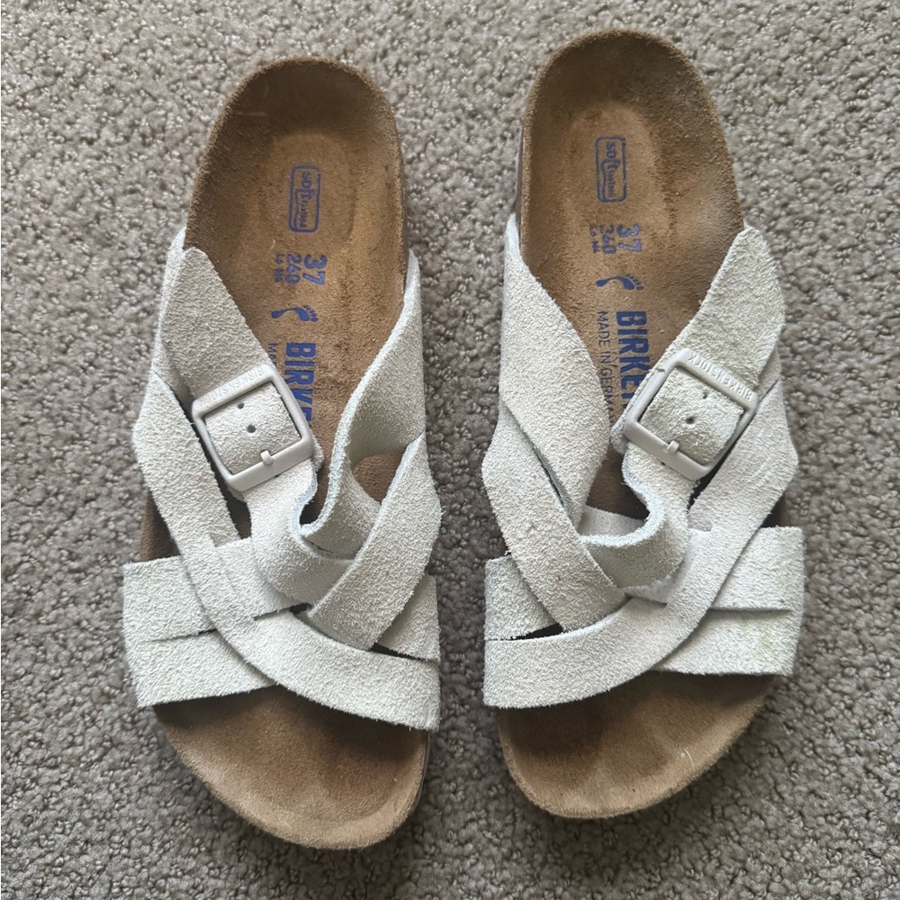 Birkenstock Lugano Sandals in Antique White Size 37 (7.5 to 8) - Picture 2 of 5